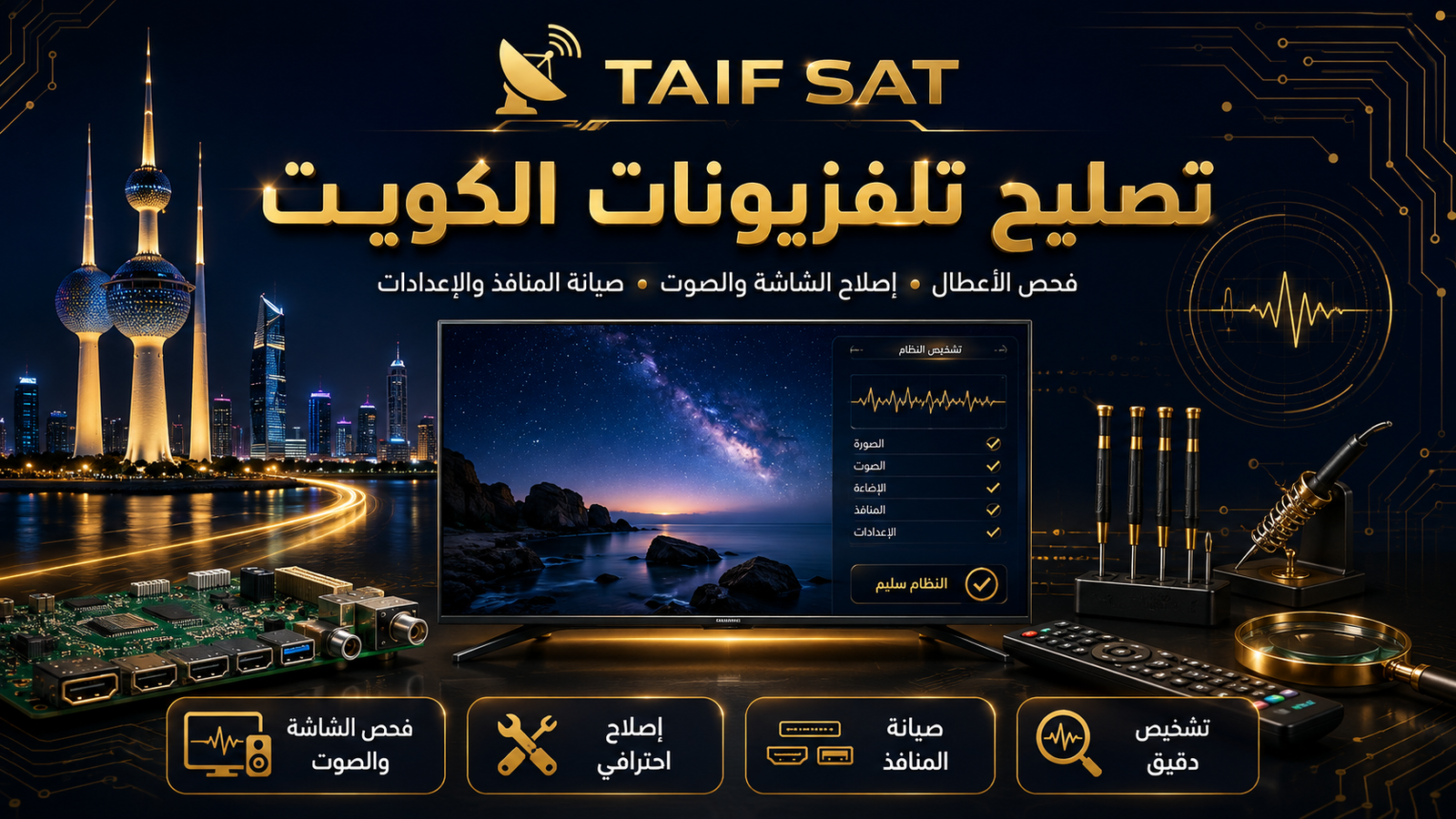 تصليح تلفزيونات الكويت وصيانة شاشات التلفزيون - TAIF SAT
