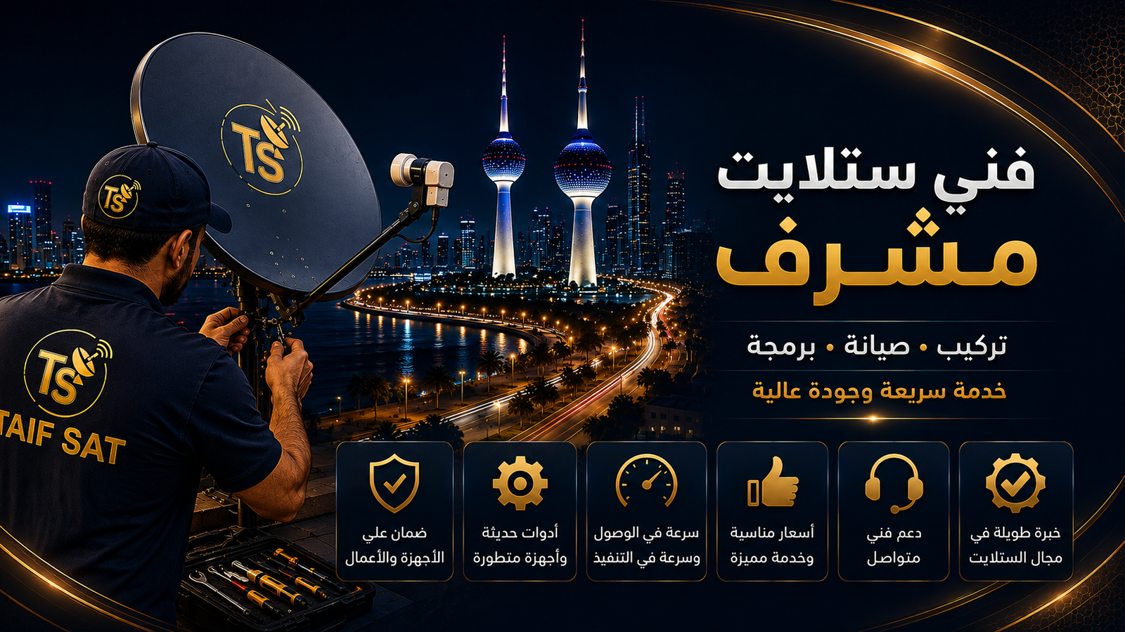 فني ستلايت مشرف لتنظيم وتوزيع نظام الاستقبال داخل الفلل