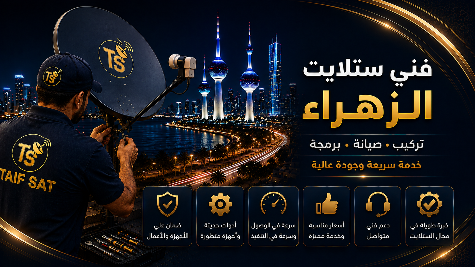 فني ستلايت الزهراء لإضافة وتوسعة نقاط الاستقبال داخل المنزل