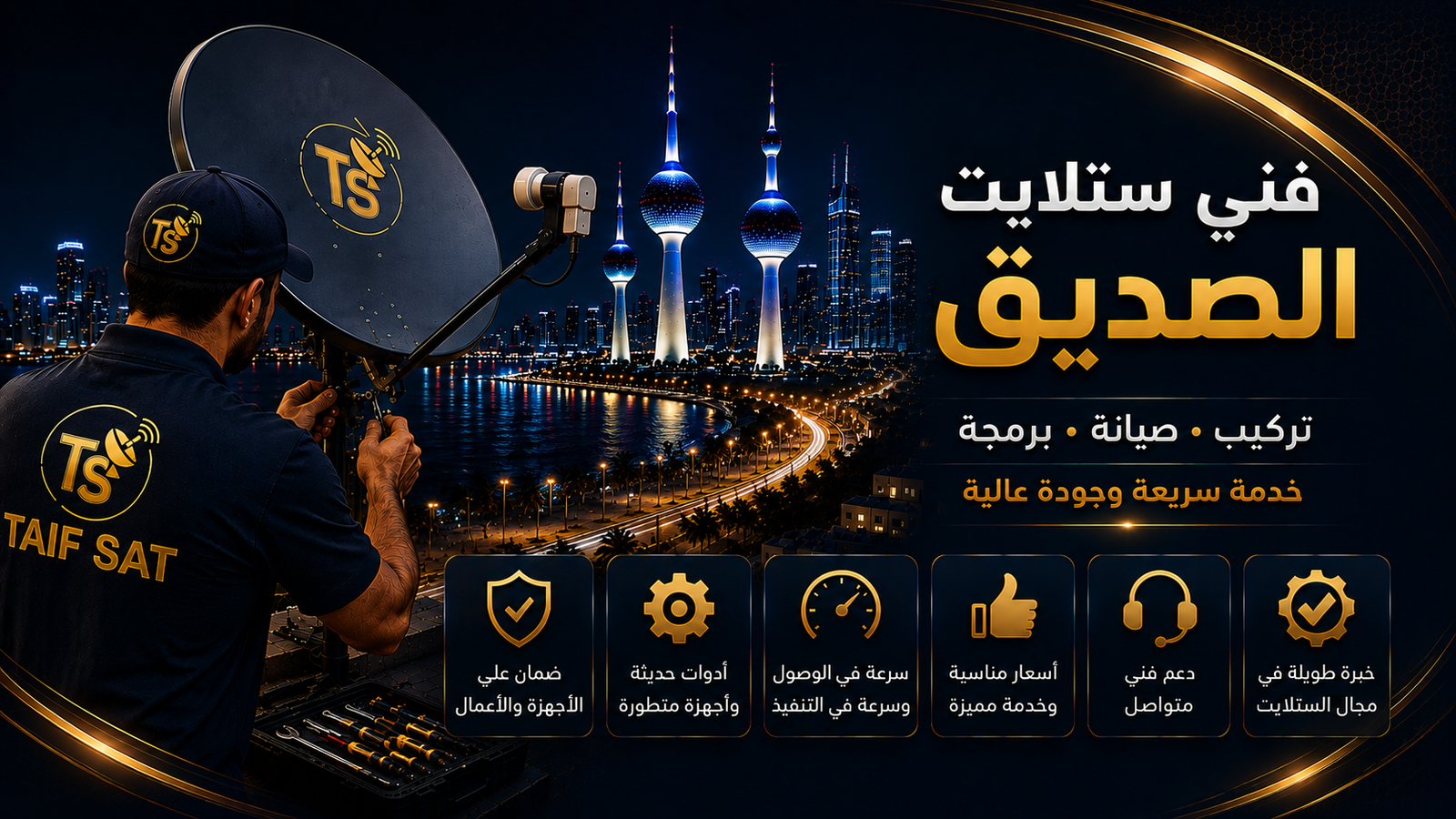 فني ستلايت الصديق لفحص استقبال الشقق والأدوار والنظام المشترك