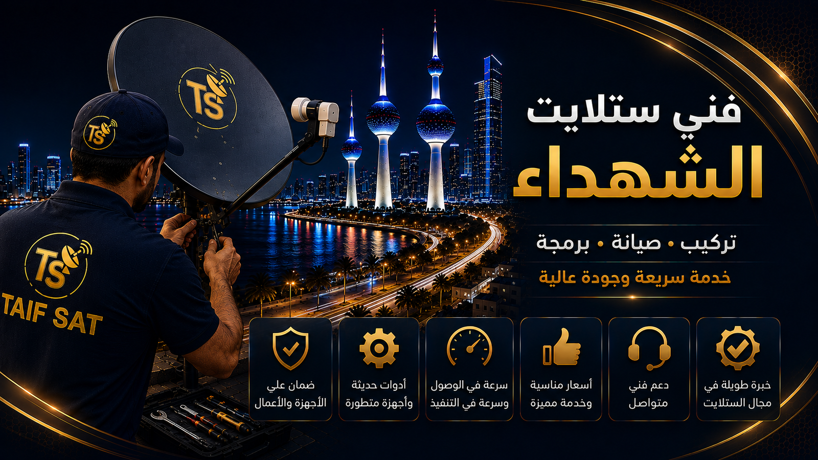 فني ستلايت الشهداء لفحص التمديدات المخفية ومخارج الستلايت